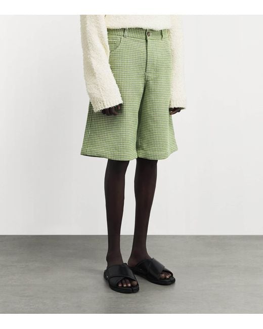 Séfr Green Houndstooth Nasedo Shorts for men