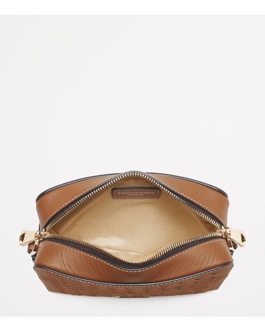 Aspinal Brown Leather Slot Weave Camera Bag