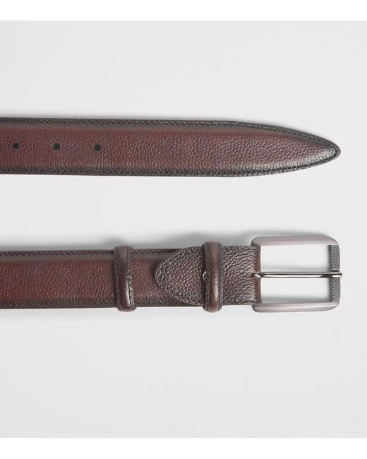 Elliot Rhodes Brown Grained Leather Belt for men
