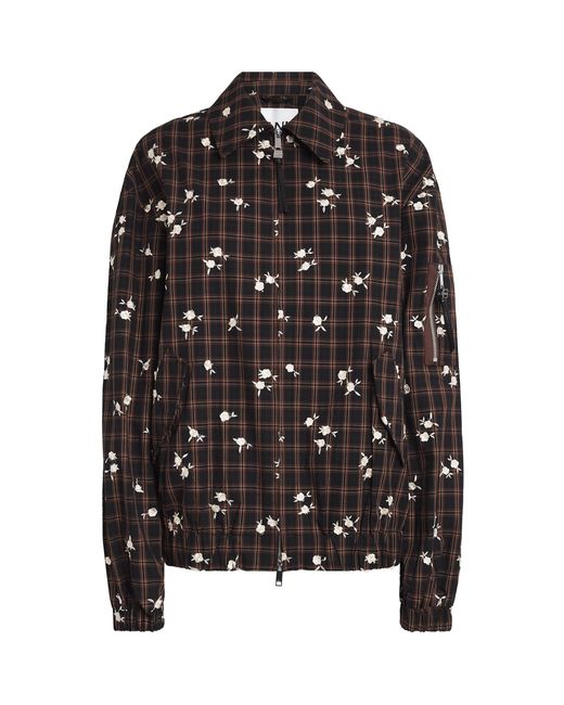 Ganni Black Check Printed Bomber Jacket