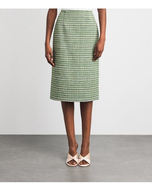 Carolina Herrera Green Tweed Pencil Skirt