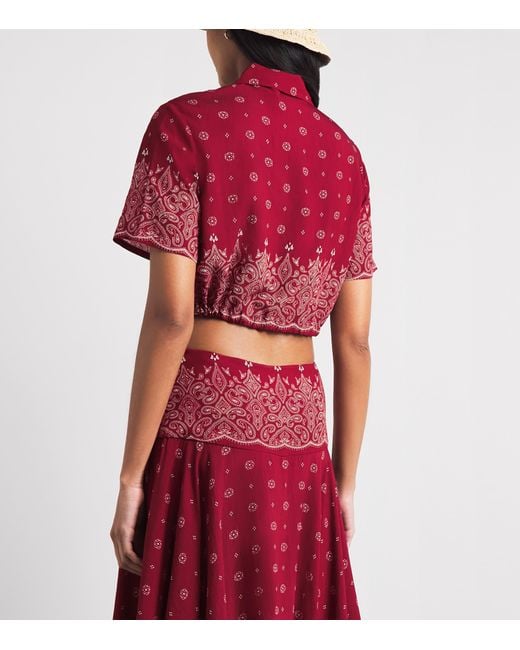 Devon Windsor Red Bandana Print Cropped Rosie Shirt
