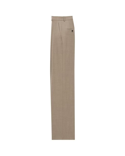 Saint Laurent Natural Wool Tailored Trousers