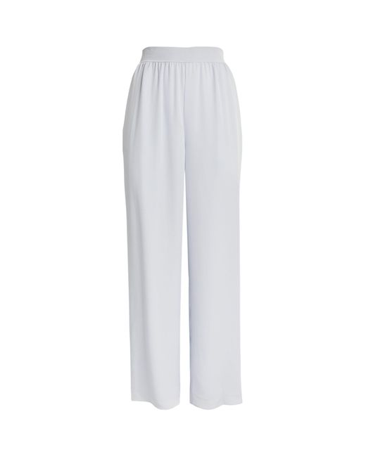 Theory White Silk Straight-leg Trousers