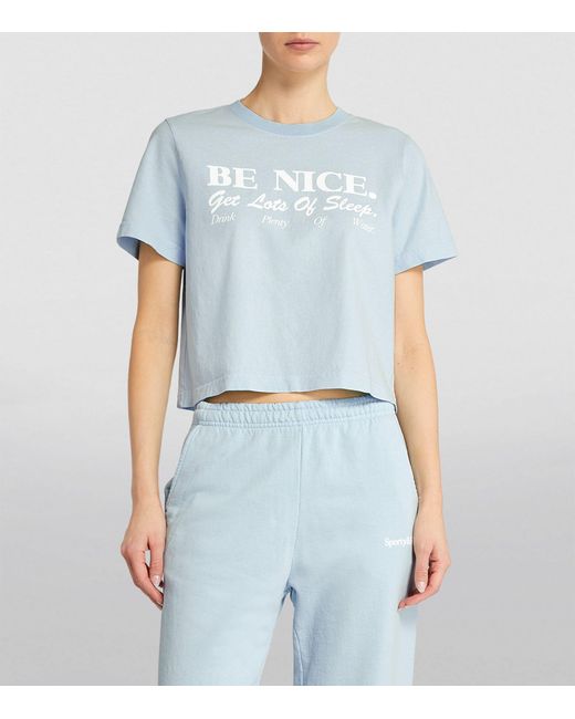 Sporty & Rich Blue Cotton Be Nice Crop Top