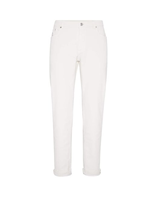 Brunello Cucinelli White Comfort Straight-Fit Jeans for men