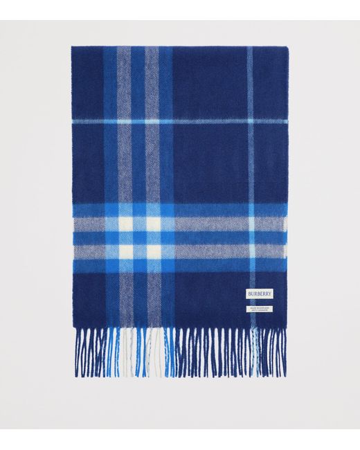 Burberry Blue Cashmere Check Scarf