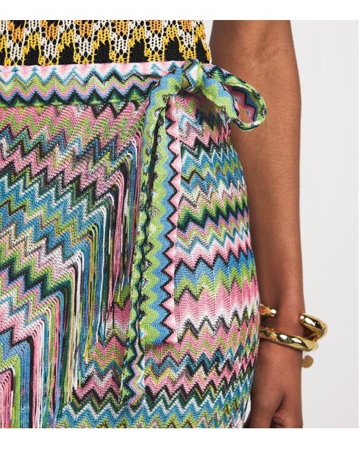 Missoni Blue Fringe-Trim Zigzag Pareo