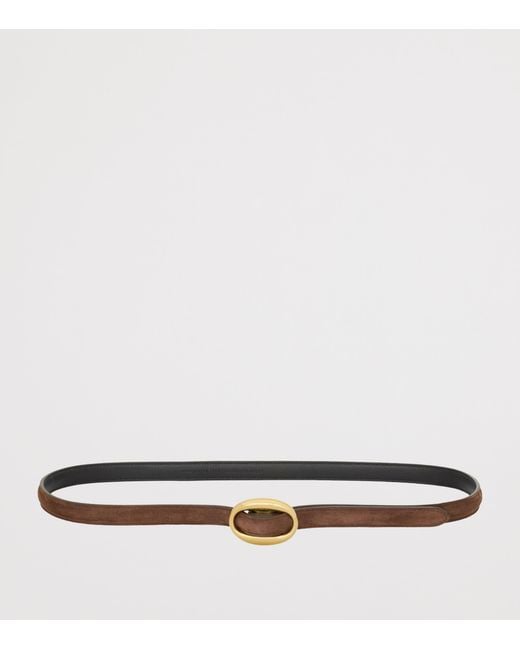 Saint Laurent White Leather Oval Buckle Belt