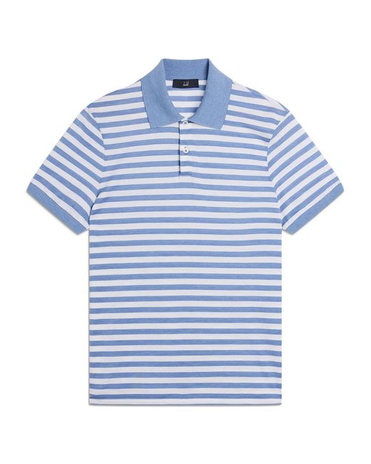 Dunhill Blue Mulberry Silk-Cotton Polo Shirt for men