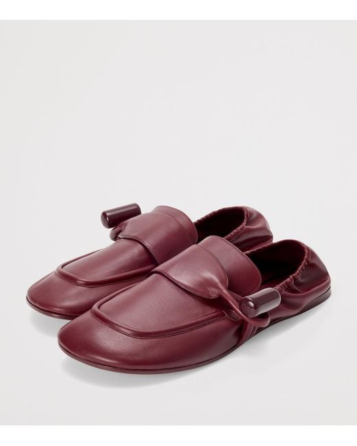 Loewe Purple Leather Toggle Loafers