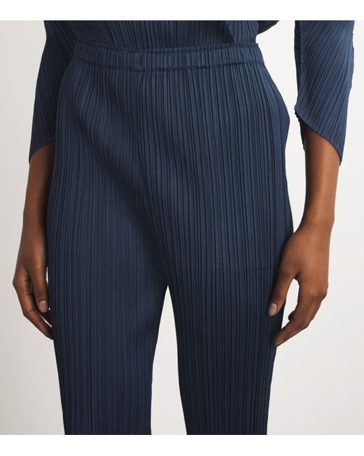 Pleats Please Issey Miyake Blue Wormhole Slim-Fit Trousers