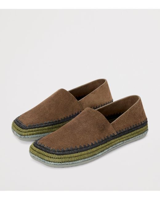 Loewe Green Suede Raffia-Trim Rio Slippers for men