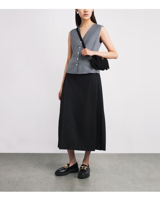 Maje Blue Wool-Blend Waistcoat