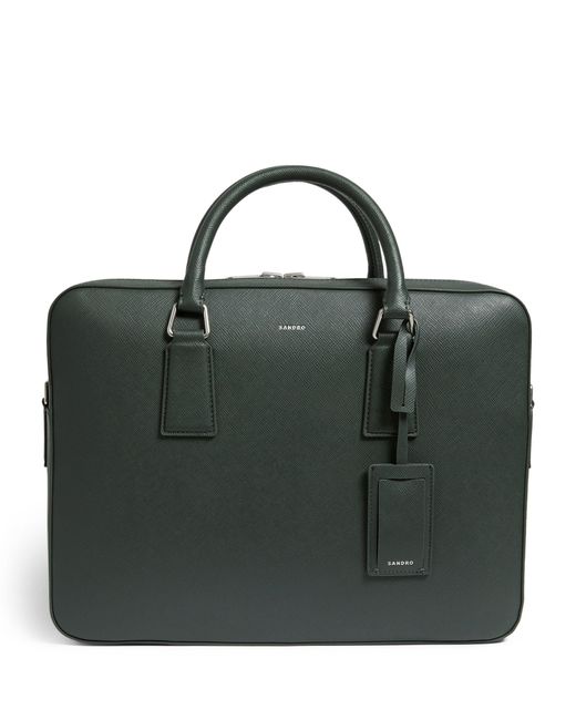 Sandro Black Saffiano Leather Briefcase for men