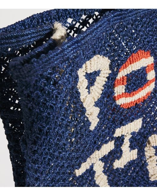 The Jacksons Blue Jute Barry Pool Time Tote Bag