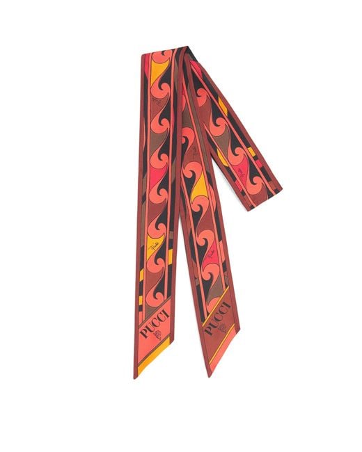 Emilio Pucci Red Silk Printed Scarf