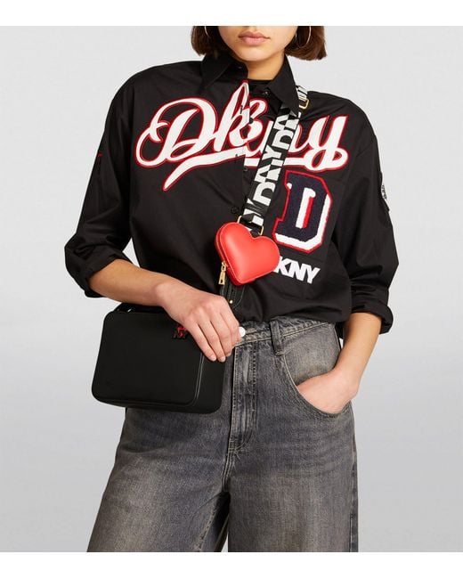 DKNY Black Leather Heart Of Ny Cross-body Bag