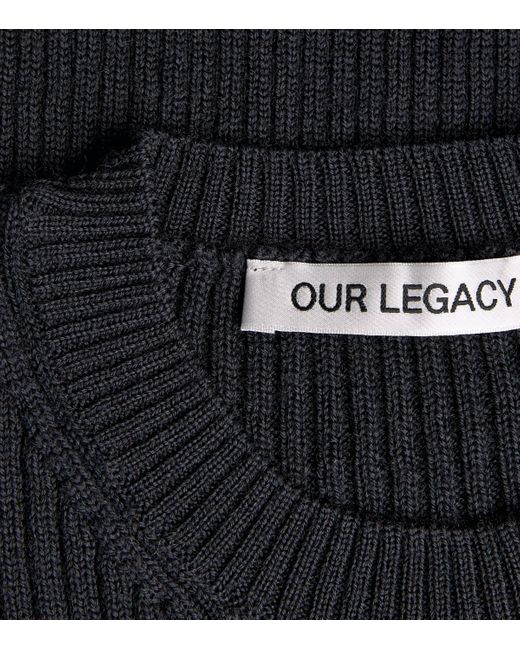 Our Legacy Blue Merino Wool Compact Roundneck Sweater for men