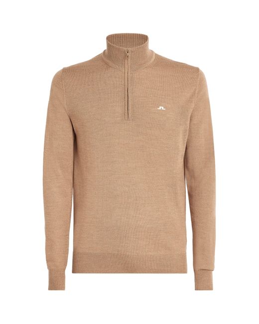 J.Lindeberg Natural Merino Wool Quarter-Zip Kian Sweater for men
