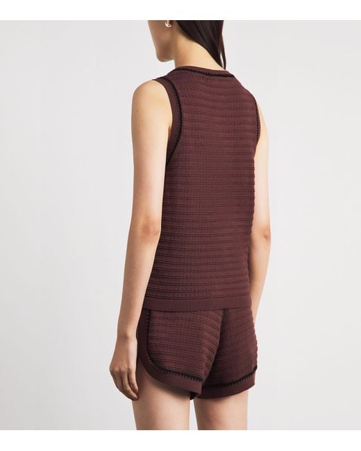 Varley Purple Cotton Knit Gideon Tank Top