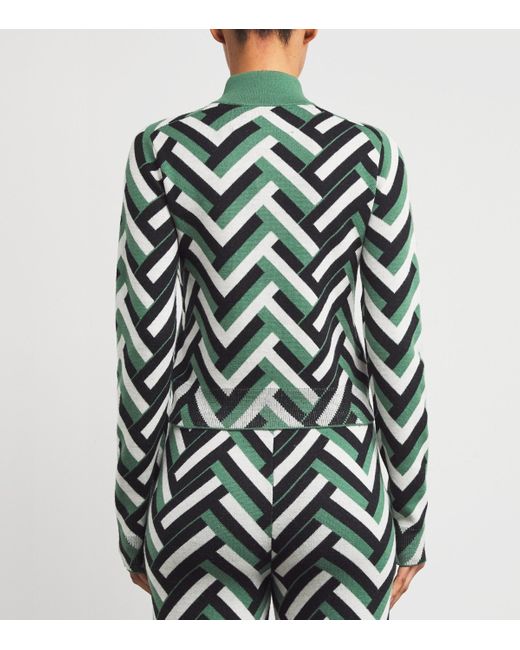 Perfect Moment Green Merino Wool La Tour Quarter-Zip Sweater