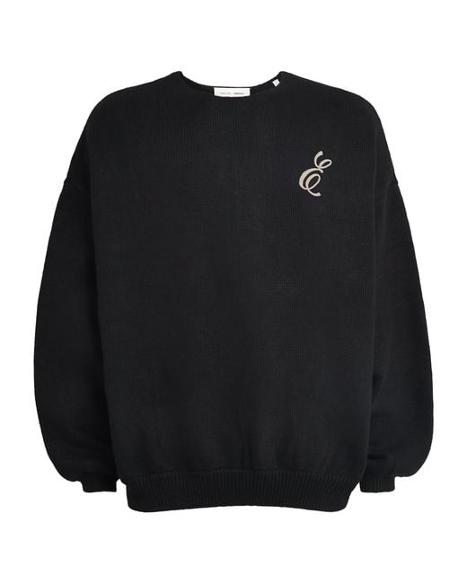 Fear Of God Black Waffle-Knit Script Sweater for men