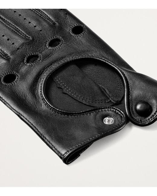 Aspinal Black Nappa Leather Driving Gloves for men