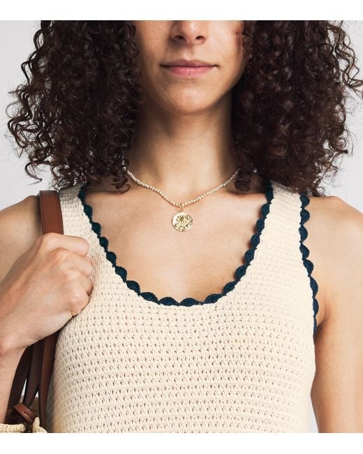 Escvdo Natural Crochet Santos Top