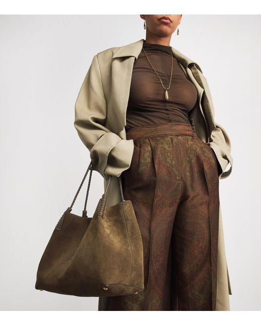 Etro Brown Medium Suede Libra Shoulder Bag