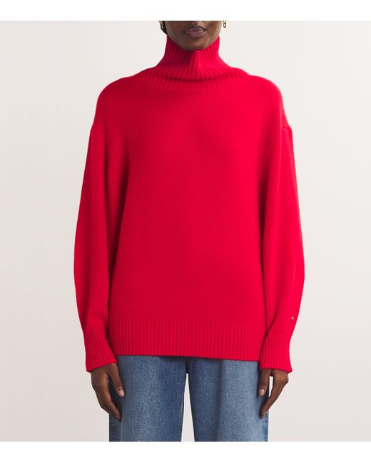 Maje Red Cashmere-Blend Rollneck Sweater