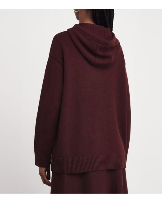 Max Mara Purple Wool-Cashmere Knitted Hoodie