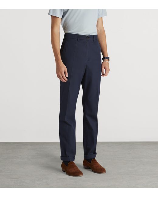 Dunhill Blue Cotton Gabardine Chinos for men