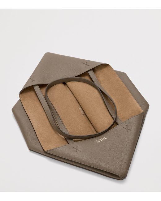 Loewe Brown Large Leather Puzzle Fold Tote Bag