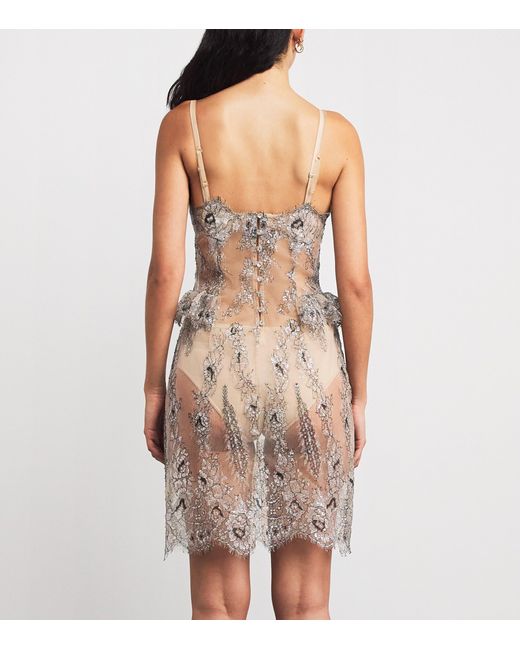 Rosamosario Natural Embroidered Mini Nightdress