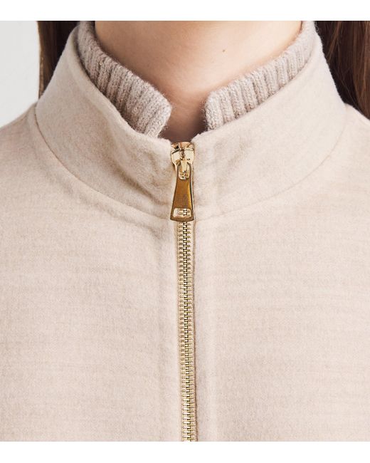 Fabiana Filippi Natural Merino Wool Sequin-Collar Coat
