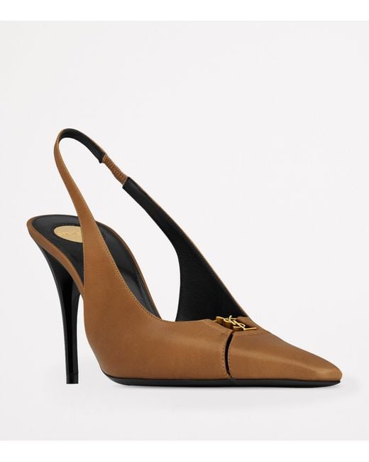 Saint Laurent Black Leather Babylone Slingback Pumps 90