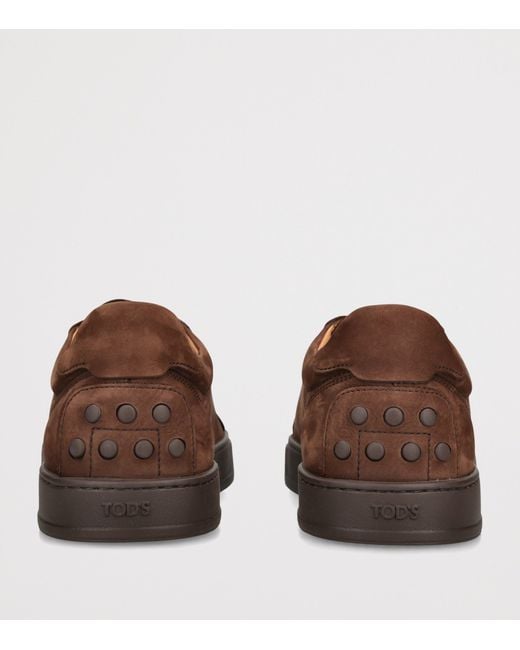Tod's Brown Suede Elastic Cassetta Sneakers for men