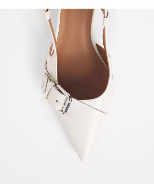 Maje Natural Leather Buckle Slingback Pumps 55