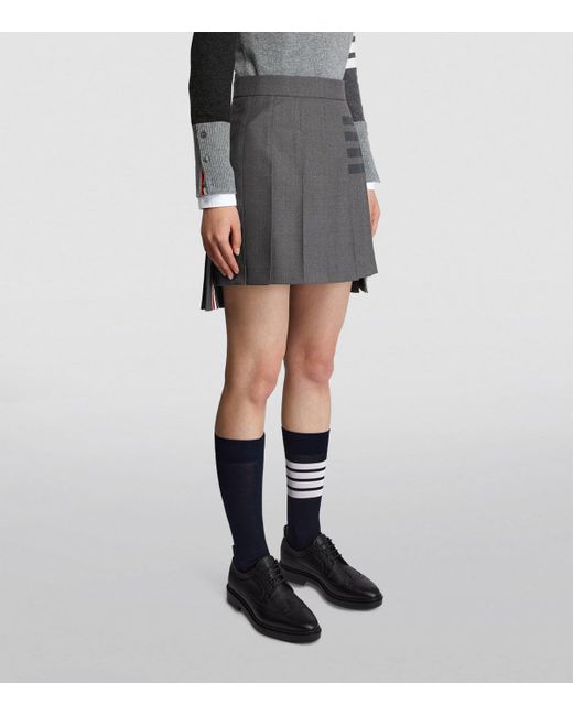 Thom Browne Gray Pleated Mini Skirt