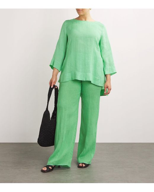 Marina Rinaldi Green Linen Tunic Top