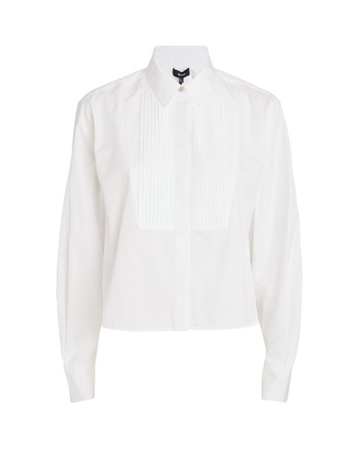 ME+EM White Me+em Cotton Bib-detail Shirt