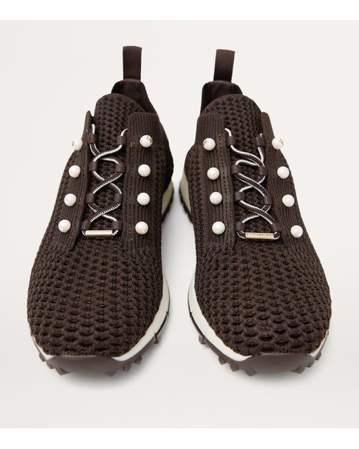 Jimmy Choo Brown Embellished Veles Sneakers