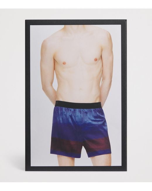 Tom Ford Blue Stretch-Silk Printed Boxer Shorts for men