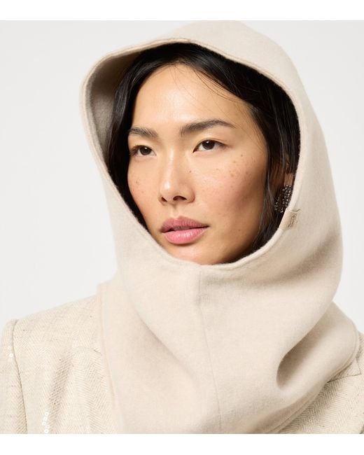 Brunello Cucinelli White Wool-Cashmere Flannel Balaclava