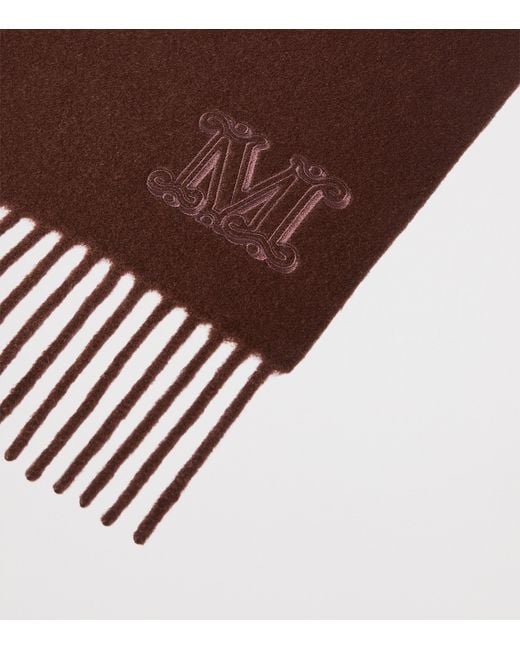 Max Mara Brown Cashmere Monogram Scarf