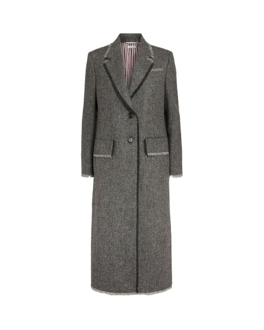 Thom Browne Gray Wide-Lapel Overcoat