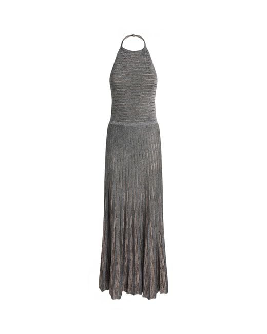 Missoni Gray Lamé Open-Back Maxi Dress