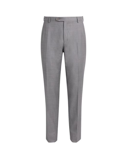 Brioni Gray Wool Straight Journey Trousers for men