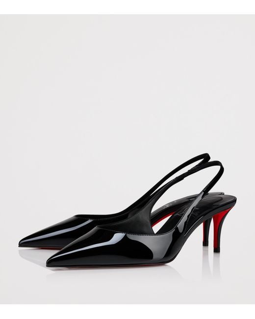 Christian Louboutin Black Miss Z Sling Patent Leather Slingback Pumps 60
